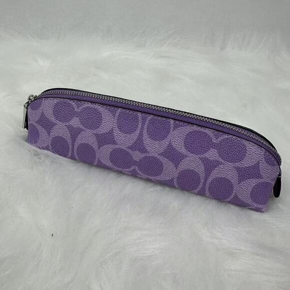 Coach Pencil Case In Signature Canvas In Silver / Iris Purple CZ206 NWT - Picture 4 of 4